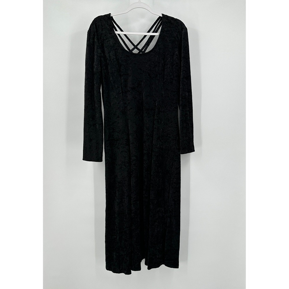 TR Bentle Womens Whimsigoth Velvet Maxi Dress Sz 14 Black Cottage Noir Aesthetic